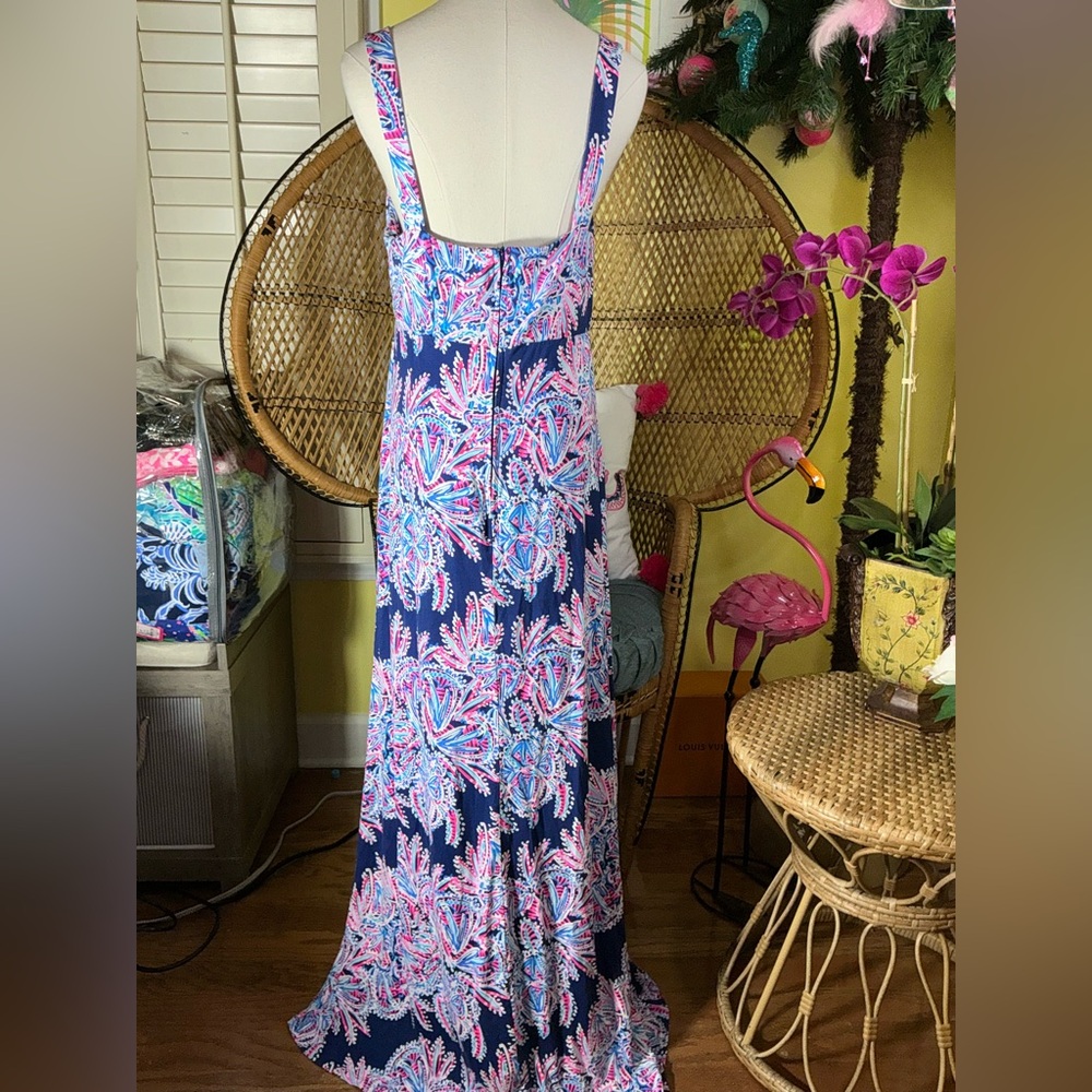 Lilly Pulitzer NWT Maui Maxi Dress Miss Shell Oyster Bay Blue Size 0 - Picture 11 of 12